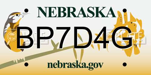 BP7D4G Nebraska License Plate