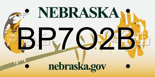 BP7O2B Nebraska License Plate