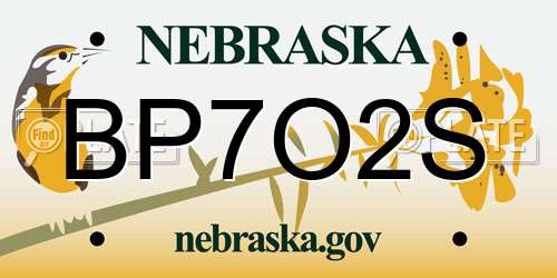 BP7O2S Nebraska License Plate