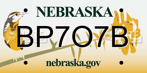 BP7O7B Nebraska License Plate