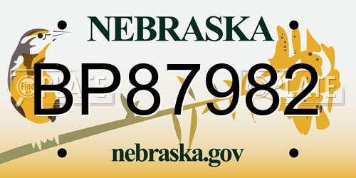 BP87982 Nebraska License Plate