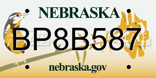 BP8B587 Nebraska License Plate