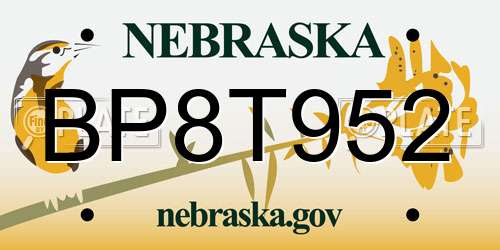 BP8T952 Nebraska License Plate