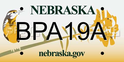 BPA19A Nebraska License Plate