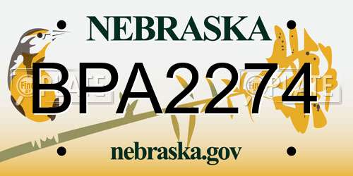 BPA2274 Nebraska License Plate