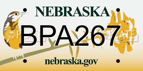 BPA267 Nebraska License Plate