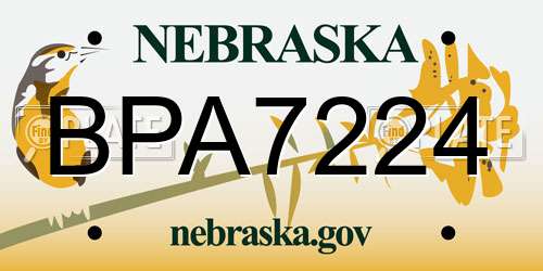BPA7224 Nebraska License Plate