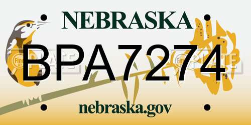 BPA7274 Nebraska License Plate