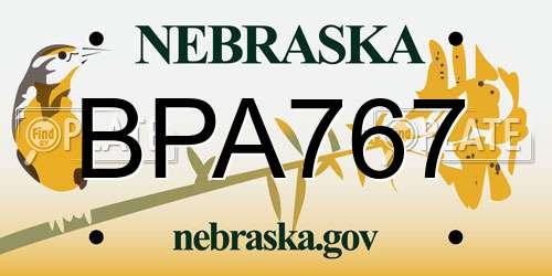 BPA767 Nebraska License Plate