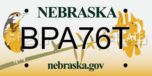 BPA76T Nebraska License Plate