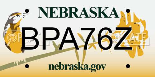 BPA76Z Nebraska License Plate