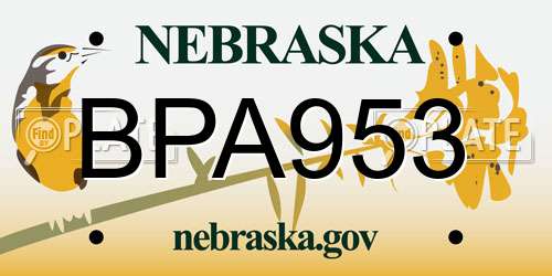 BPA953 Nebraska License Plate