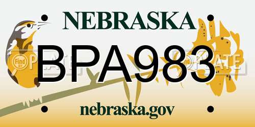 BPA983 Nebraska License Plate