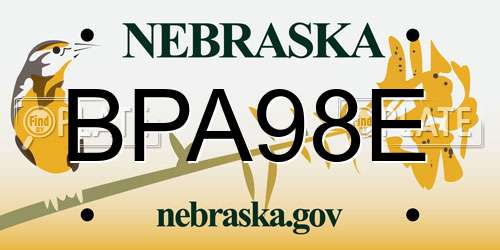 BPA98E Nebraska License Plate