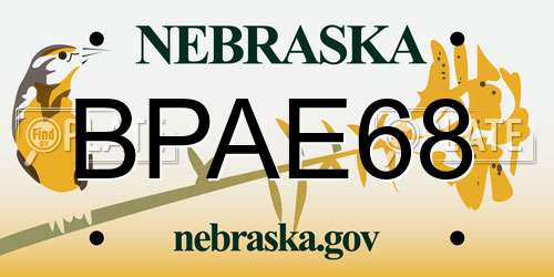 BPAE68 Nebraska License Plate