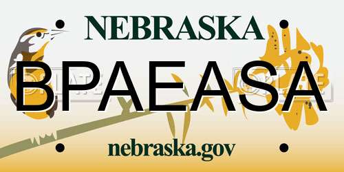 BPAEASA Nebraska License Plate