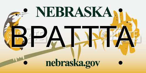BPATTTA Nebraska License Plate
