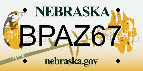 BPAZ67 Nebraska License Plate