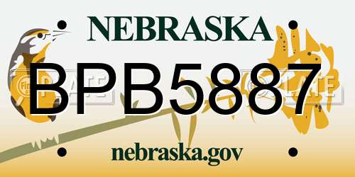 BPB5887 Nebraska License Plate