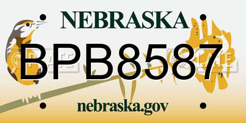 BPB8587 Nebraska License Plate