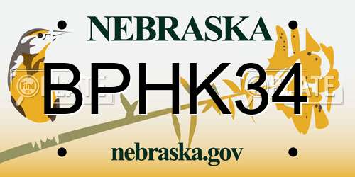 BPHK34 Nebraska License Plate