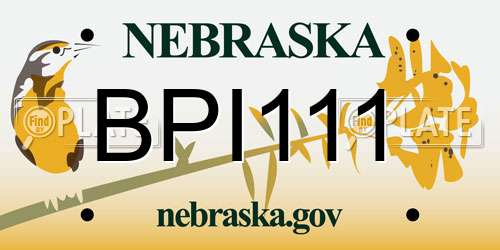 BPI111 Nebraska License Plate
