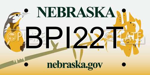 BPI22T Nebraska License Plate