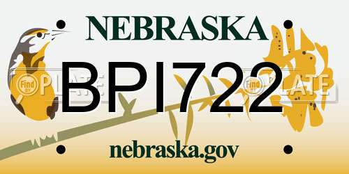 BPI722 Nebraska License Plate