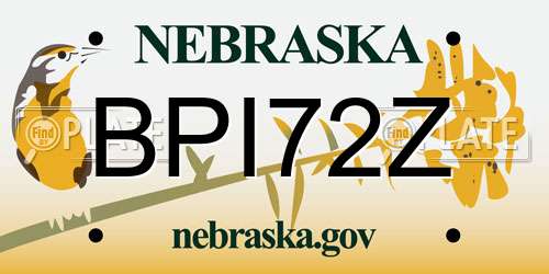 BPI72Z Nebraska License Plate