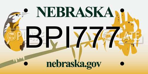 BPI777 Nebraska License Plate