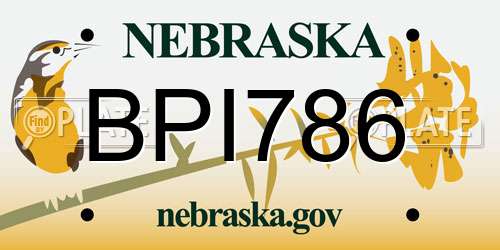 BPI786 Nebraska License Plate