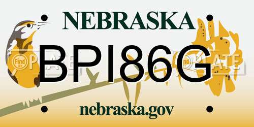BPI86G Nebraska License Plate