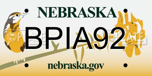BPIA92 Nebraska License Plate