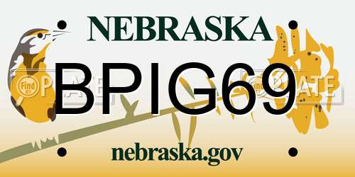 BPIG69 Nebraska License Plate