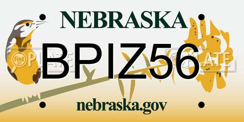 BPIZ56 Nebraska License Plate