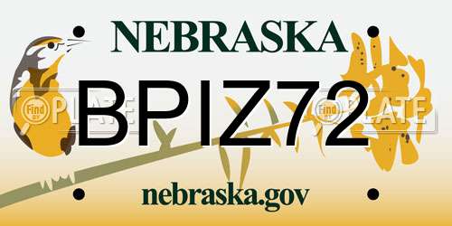 BPIZ72 Nebraska License Plate