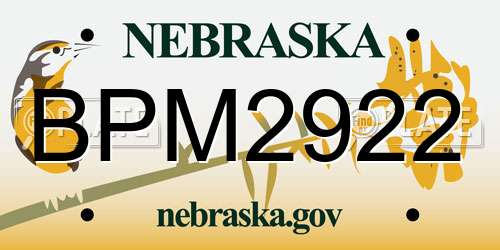 BPM2922 Nebraska License Plate
