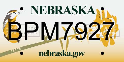 BPM7927 Nebraska License Plate