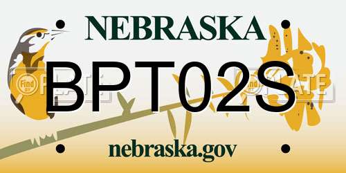 BPT02S Nebraska License Plate
