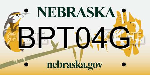 BPT04G Nebraska License Plate
