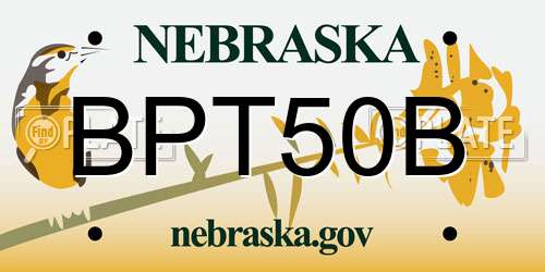 BPT50B Nebraska License Plate