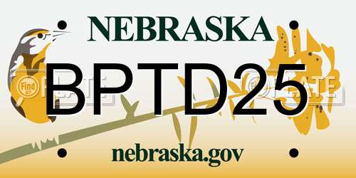 BPTD25 Nebraska License Plate