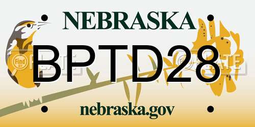 BPTD28 Nebraska License Plate