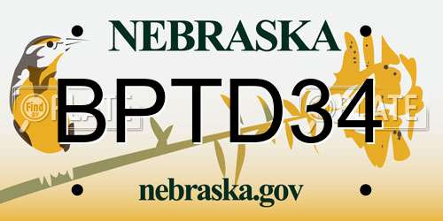 BPTD34 Nebraska License Plate