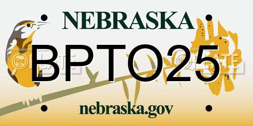 BPTO25 Nebraska License Plate