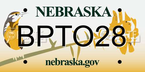 BPTO28 Nebraska License Plate