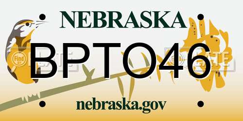 BPTO46 Nebraska License Plate