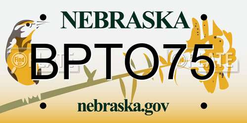 BPTO75 Nebraska License Plate