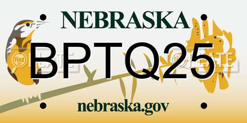 BPTQ25 Nebraska License Plate