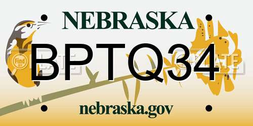 BPTQ34 Nebraska License Plate